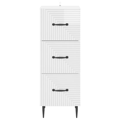 Skříň Se Zásuvkami Bílá S Vysokým Leskem 33 X 34,5 X 89,5 Cm