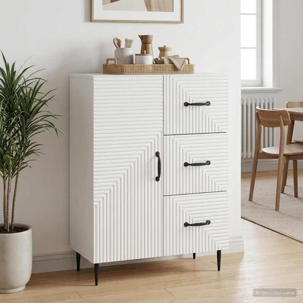 Servírovací Skříň Bílá 66 X 34,5 X 89,5 Cm Kompozitní Dřevo