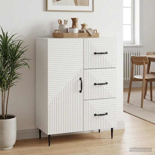 Servírovací Skříň Bílá 66 X 34,5 X 89,5 Cm Kompozitní Dřevo