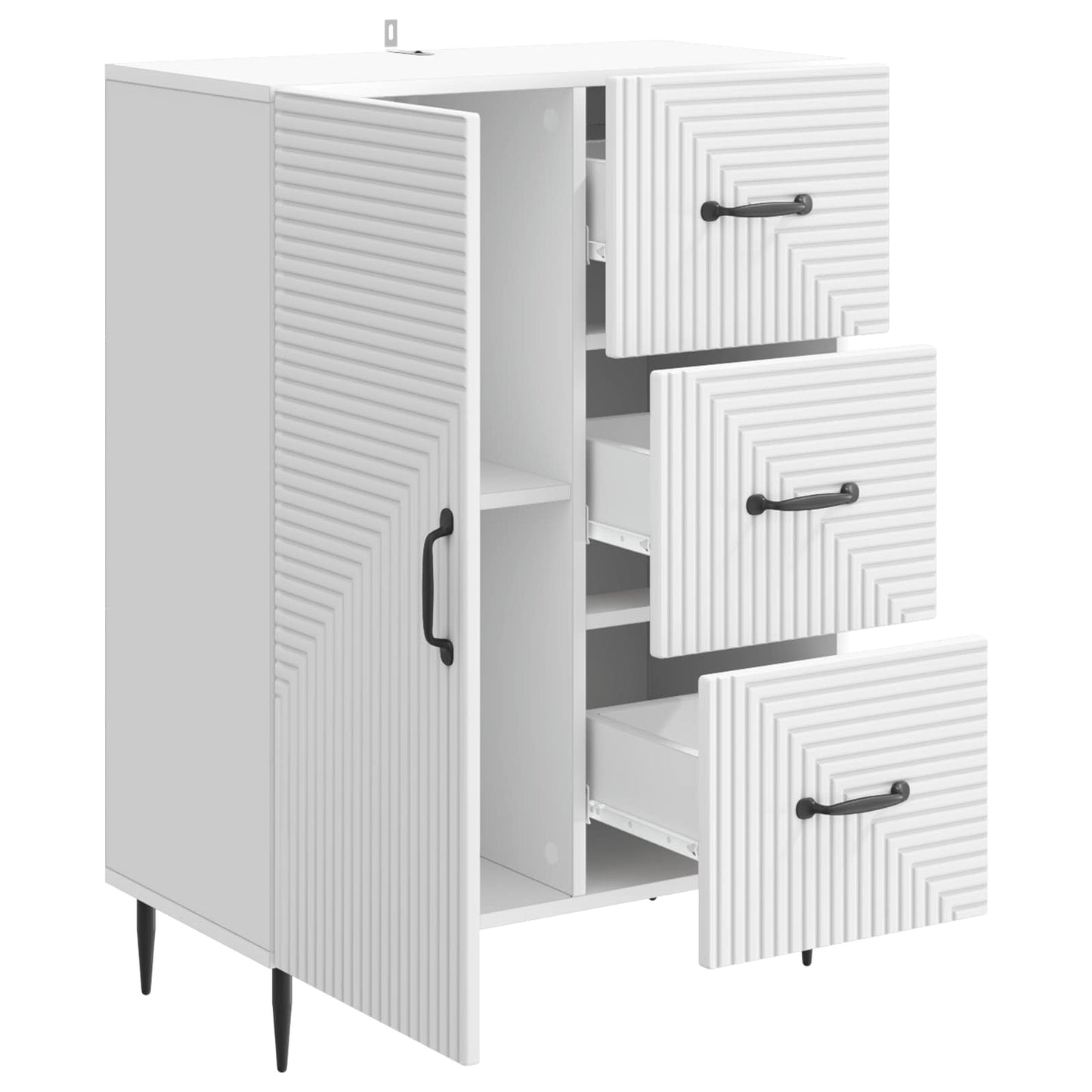 Servírovací Skříň Bílá 66 X 34,5 X 89,5 Cm Kompozitní Dřevo