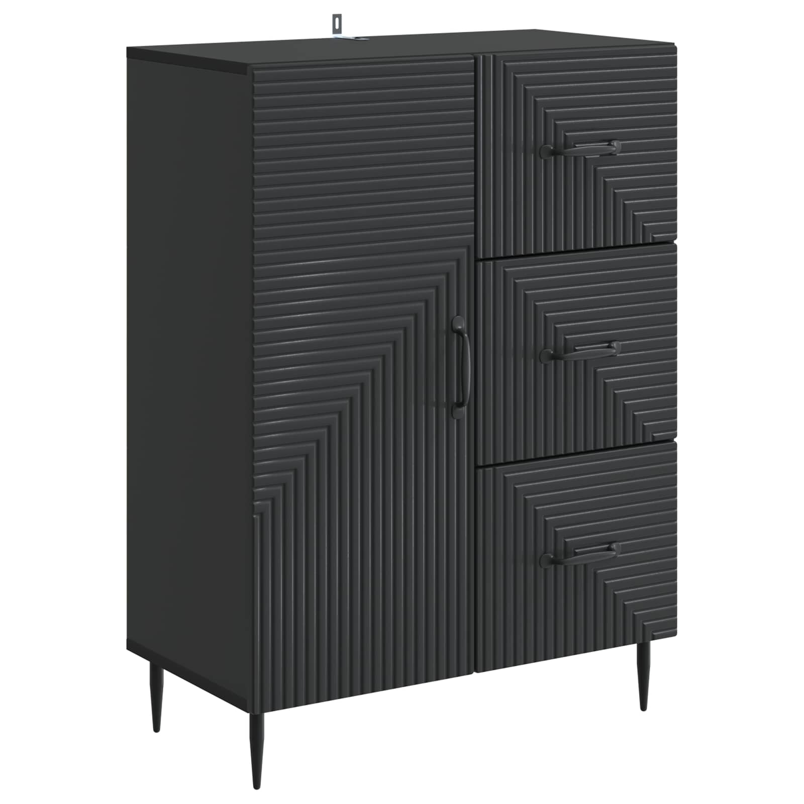 Servírovací Skříň Černá 66 X 34,5 X 89,5 Cm Kompozitní Dřevo