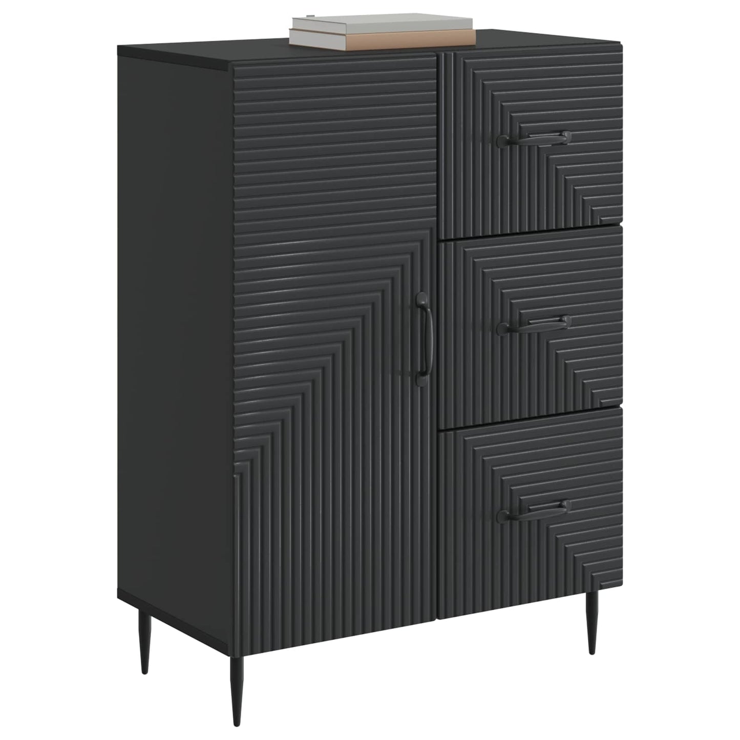 Servírovací Skříň Černá 66 X 34,5 X 89,5 Cm Kompozitní Dřevo