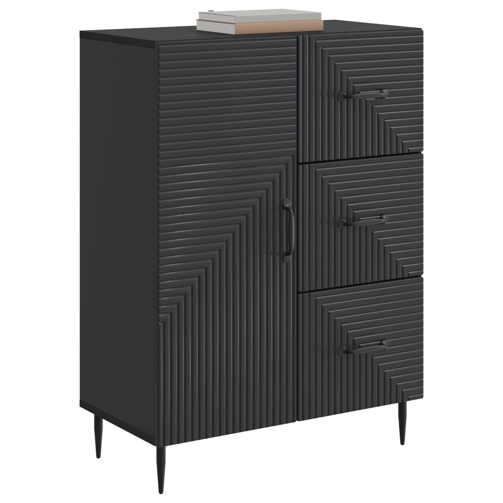 Servírovací Skříň Černá 66 X 34,5 X 89,5 Cm Kompozitní Dřevo
