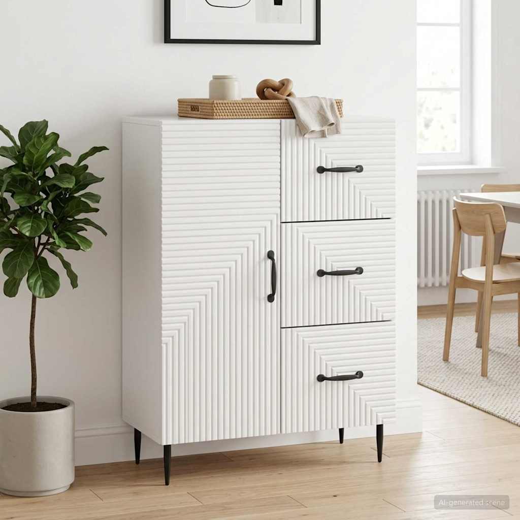 Servírovací Skříň Bílá S Vysokým Leskem 66 X 34,5 X 89,5 Cm