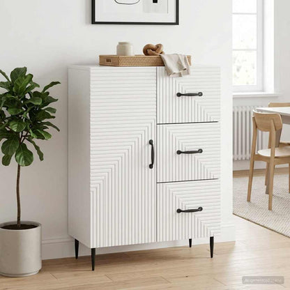 Servírovací Skříň Bílá S Vysokým Leskem 66 X 34,5 X 89,5 Cm