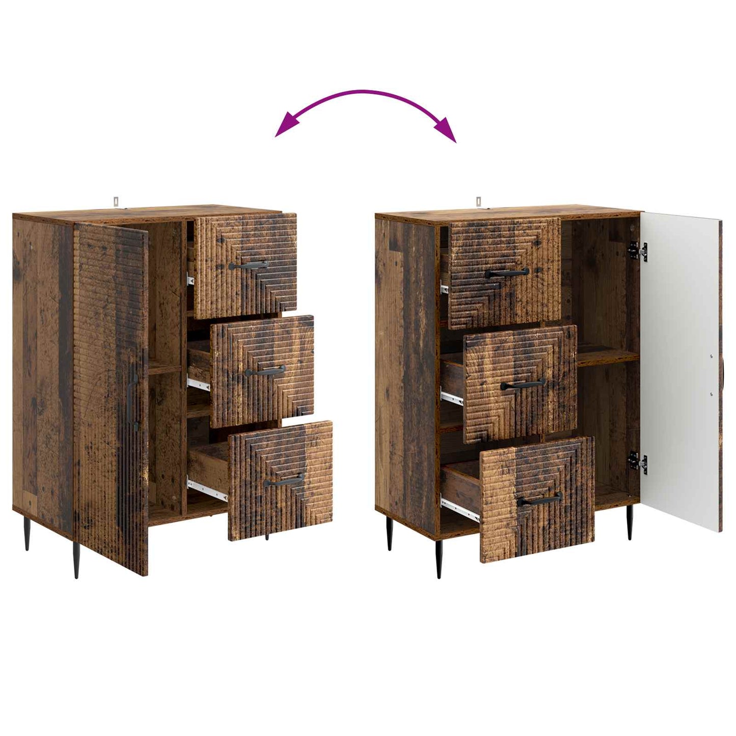 Servírovací Skříň Se Zásuvkou Staré Dřevo 66 X 34,5 X 89,5 Cm