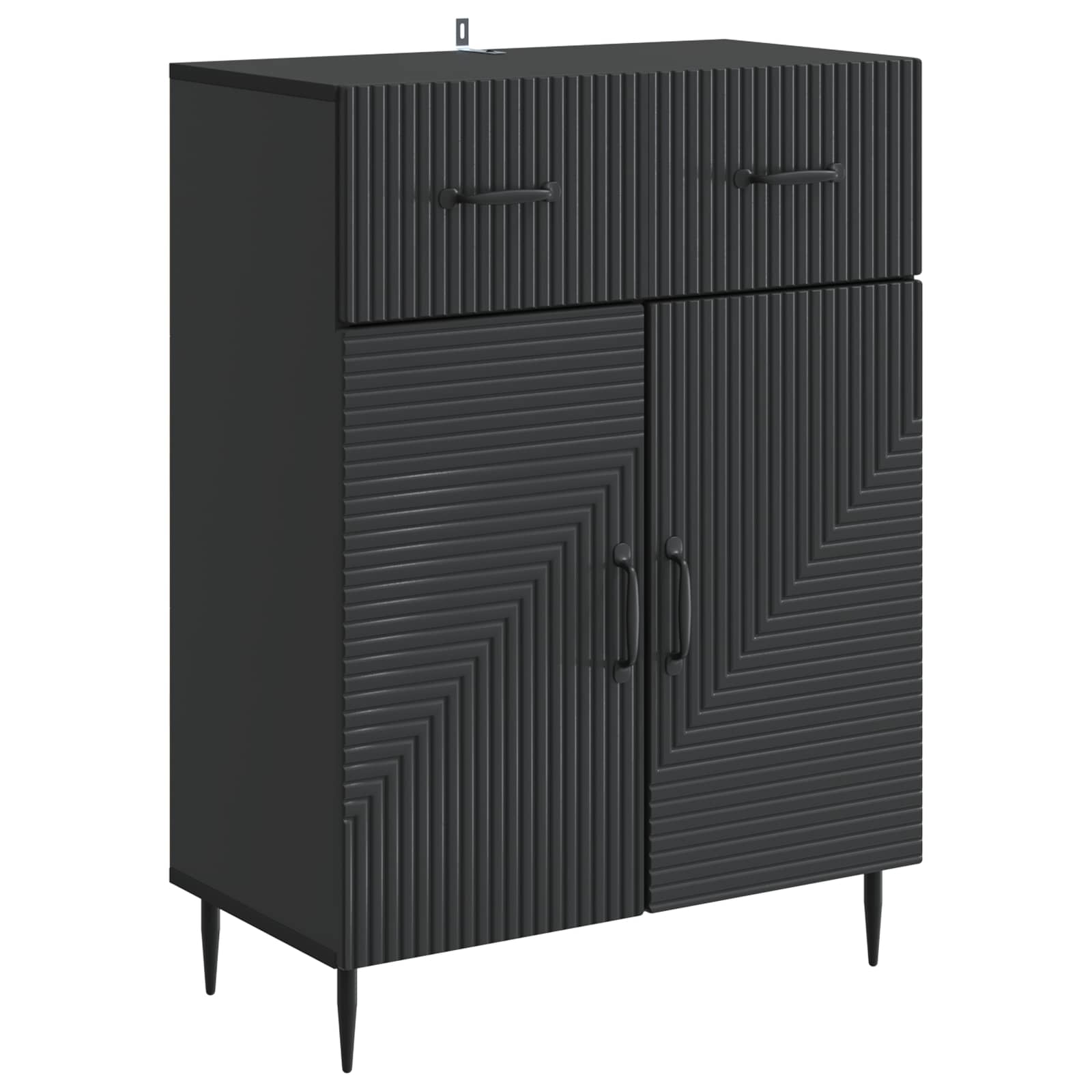 Servírovací Skříň Černá 66 X 34,5 X 89,5 Cm Kompozitní Dřevo