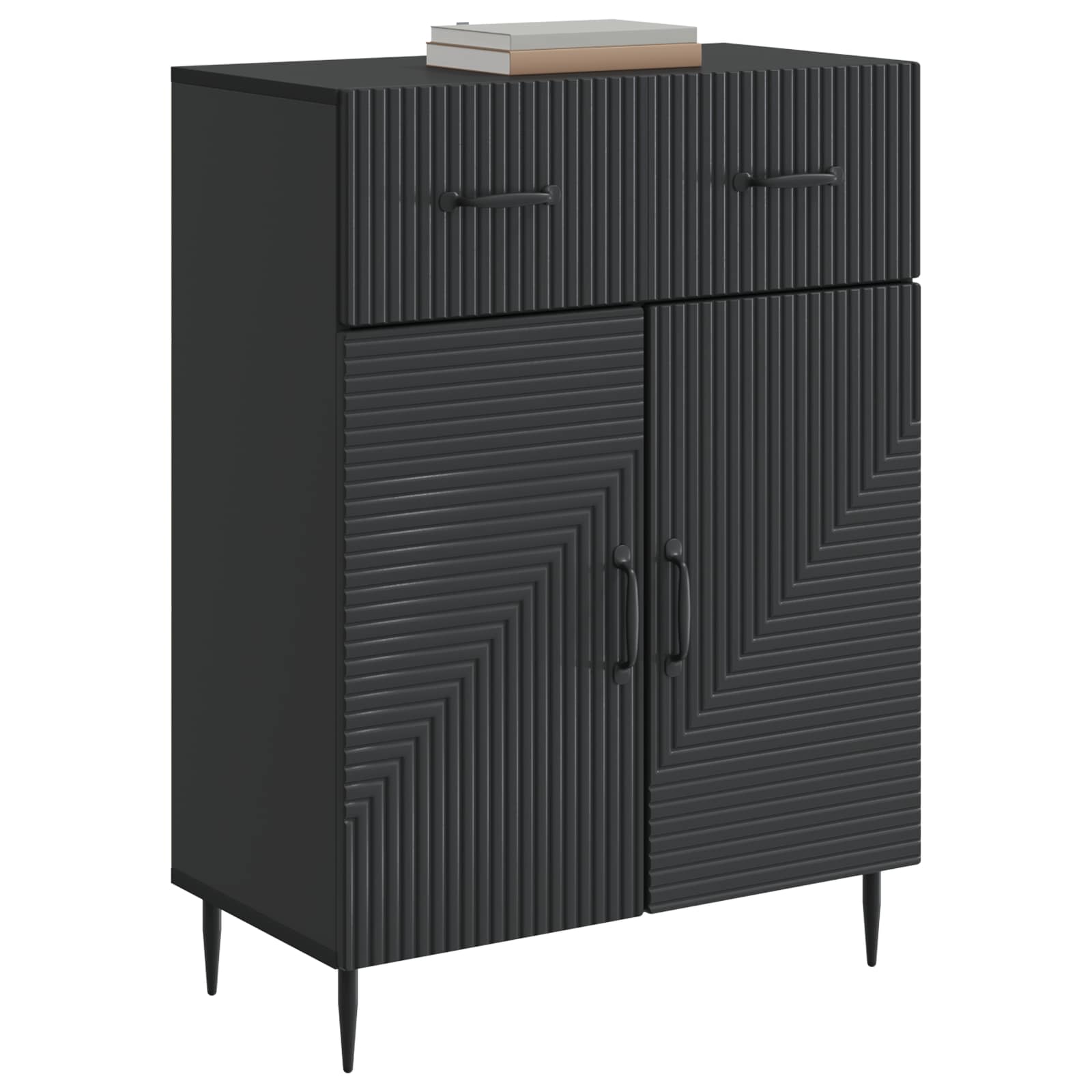 Servírovací Skříň Černá 66 X 34,5 X 89,5 Cm Kompozitní Dřevo