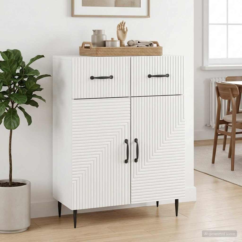 Servírovací Skříň Bílá S Vysokým Leskem 66 X 34,5 X 89,5 Cm