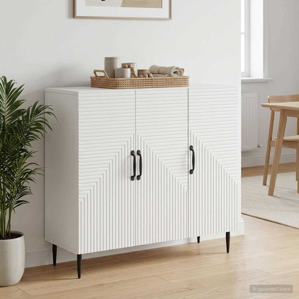 Servírovací Skříň Bílá 89 X 34,5 X 80 Cm Kompozitní Dřevo