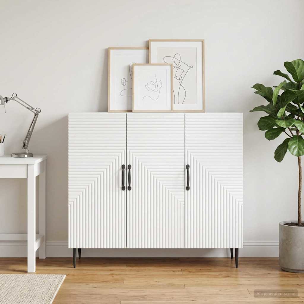Servírovací Skříň Bílá 89 X 34,5 X 80 Cm Kompozitní Dřevo