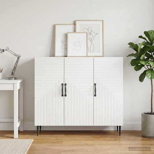 Servírovací Skříň Bílá 89 X 34,5 X 80 Cm Kompozitní Dřevo