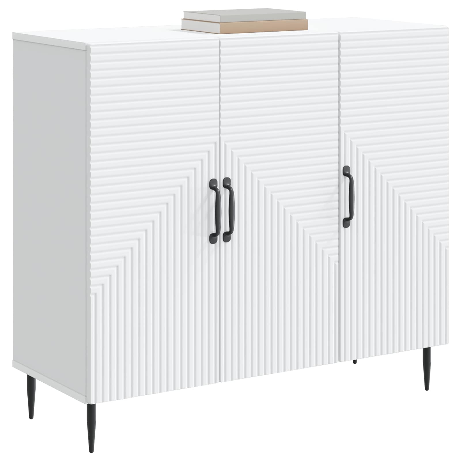 Servírovací Skříň Bílá 89 X 34,5 X 80 Cm Kompozitní Dřevo