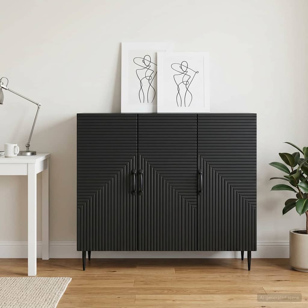 Servírovací Skříň Černá 89 X 34,5 X 80 Cm Kompozitní Dřevo