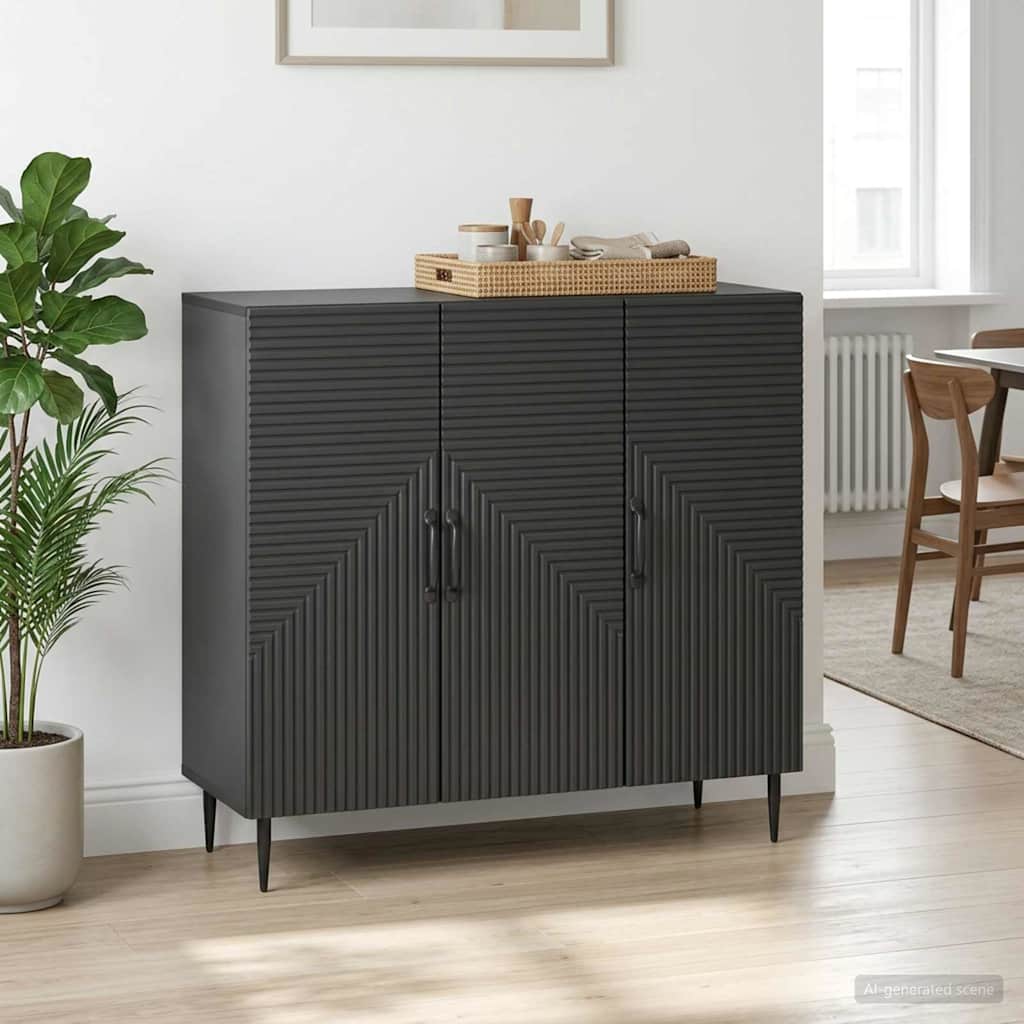Servírovací Skříň Černá 89 X 34,5 X 80 Cm Kompozitní Dřevo