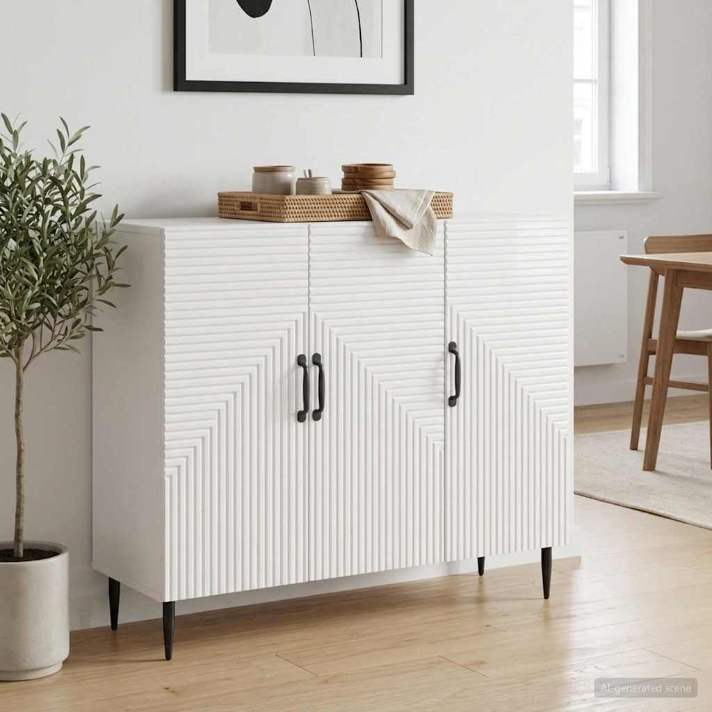 Servírovací Skříň Bílá S Vysokým Leskem 89 X 34,5 X 80 Cm