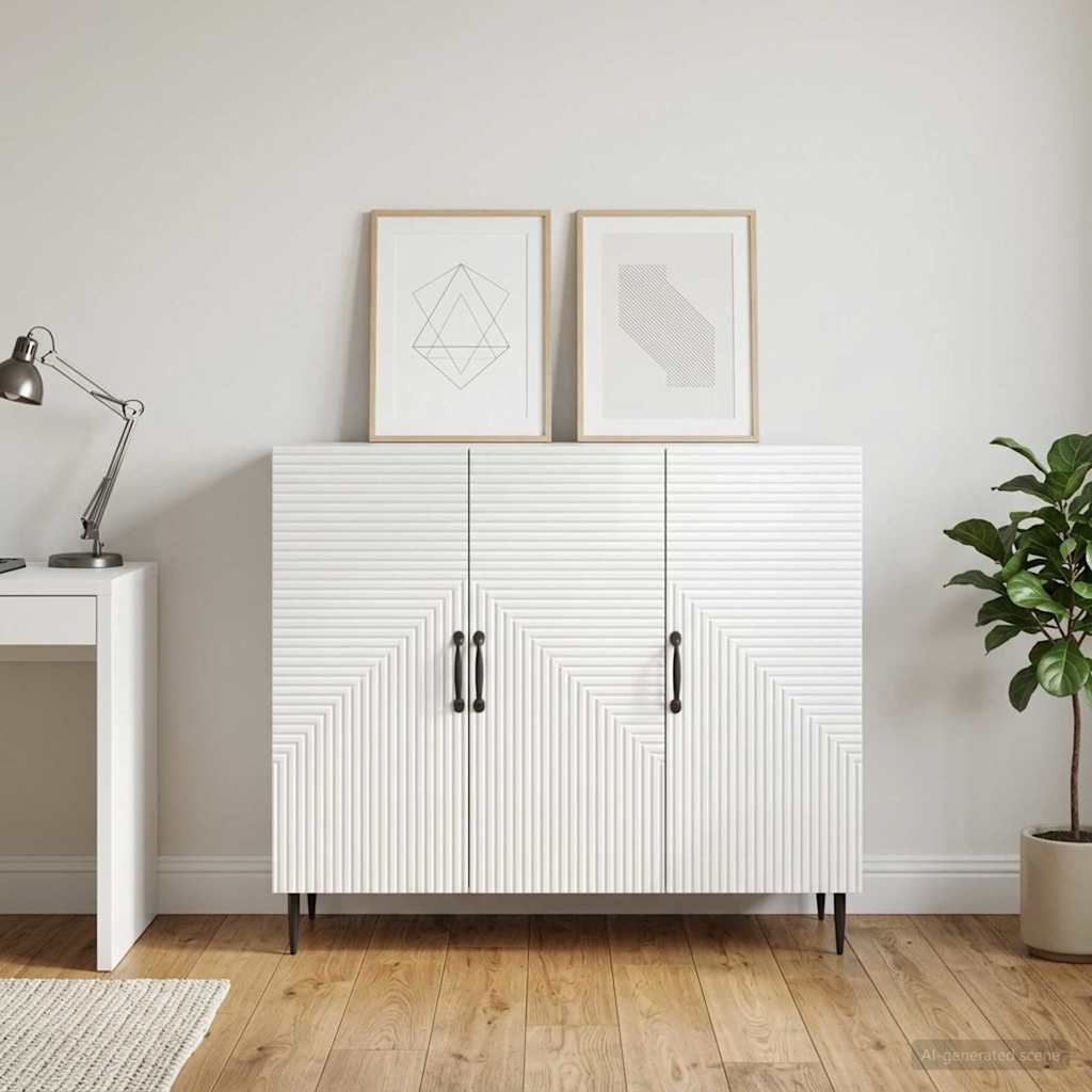 Servírovací Skříň Bílá S Vysokým Leskem 89 X 34,5 X 80 Cm