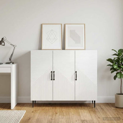 Servírovací Skříň Bílá S Vysokým Leskem 89 X 34,5 X 80 Cm