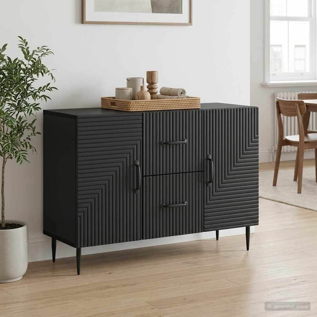 Servírovací Skříň Černá 89 X 34,5 X 60 Cm Kompozitní Dřevo