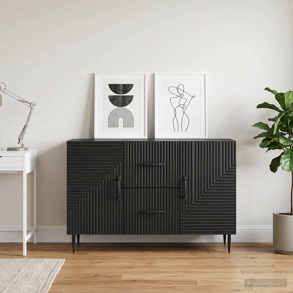 Servírovací Skříň Černá 89 X 34,5 X 60 Cm Kompozitní Dřevo
