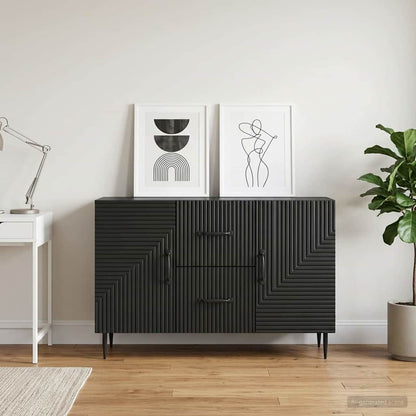 Servírovací Skříň Černá 89 X 34,5 X 60 Cm Kompozitní Dřevo