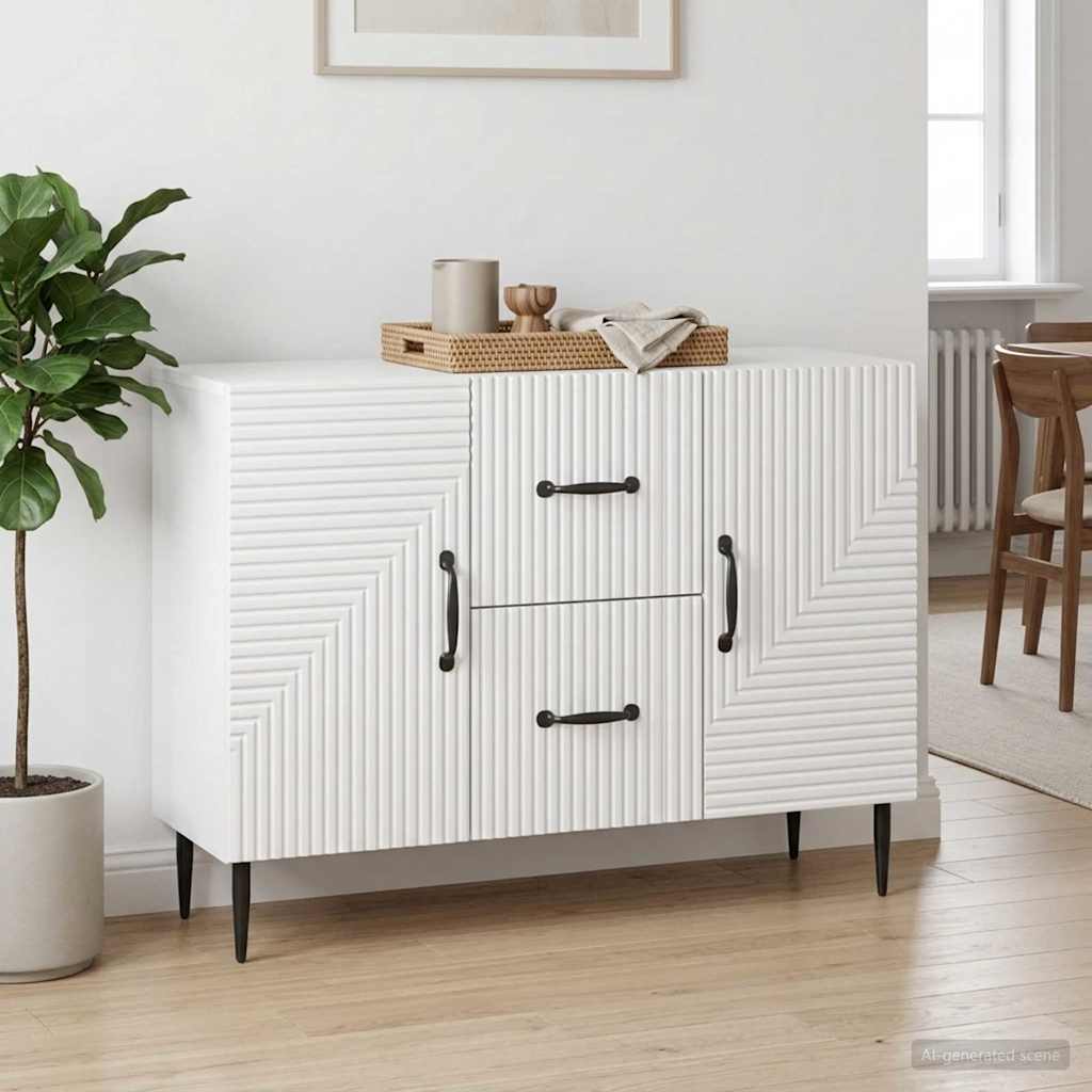 Servírovací Skříň Bílá S Vysokým Leskem 89 X 34,5 X 60 Cm