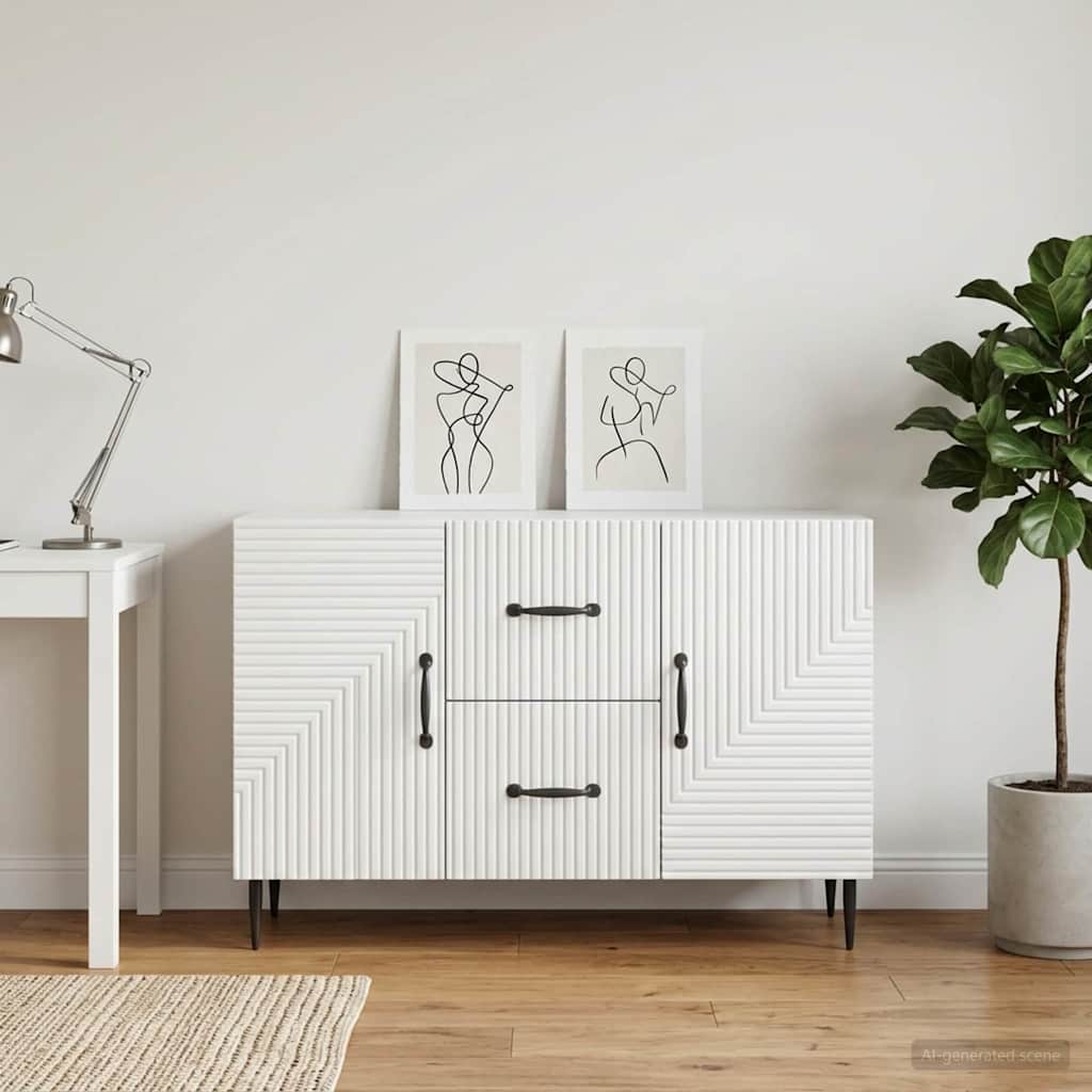 Servírovací Skříň Bílá S Vysokým Leskem 89 X 34,5 X 60 Cm