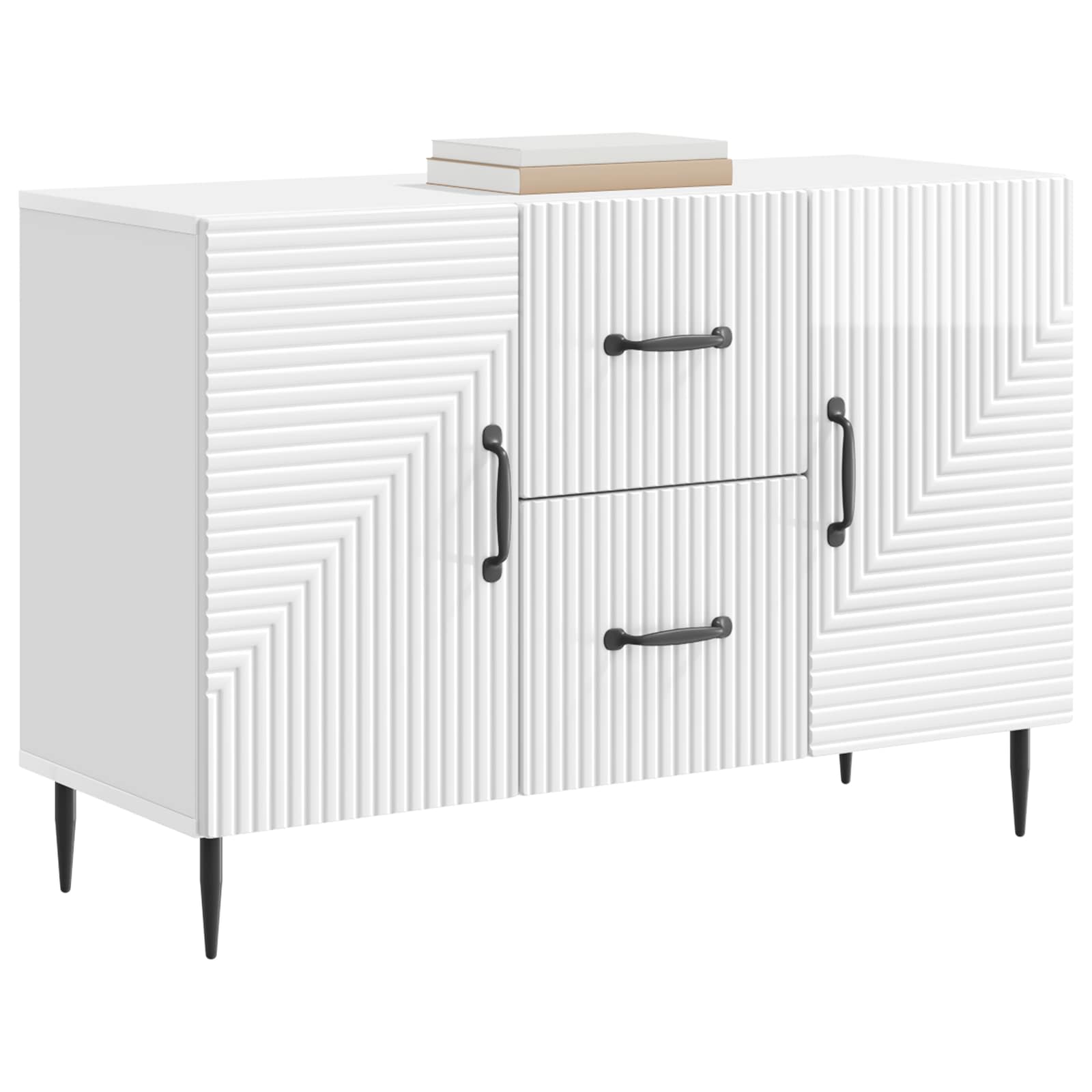 Servírovací Skříň Bílá S Vysokým Leskem 89 X 34,5 X 60 Cm