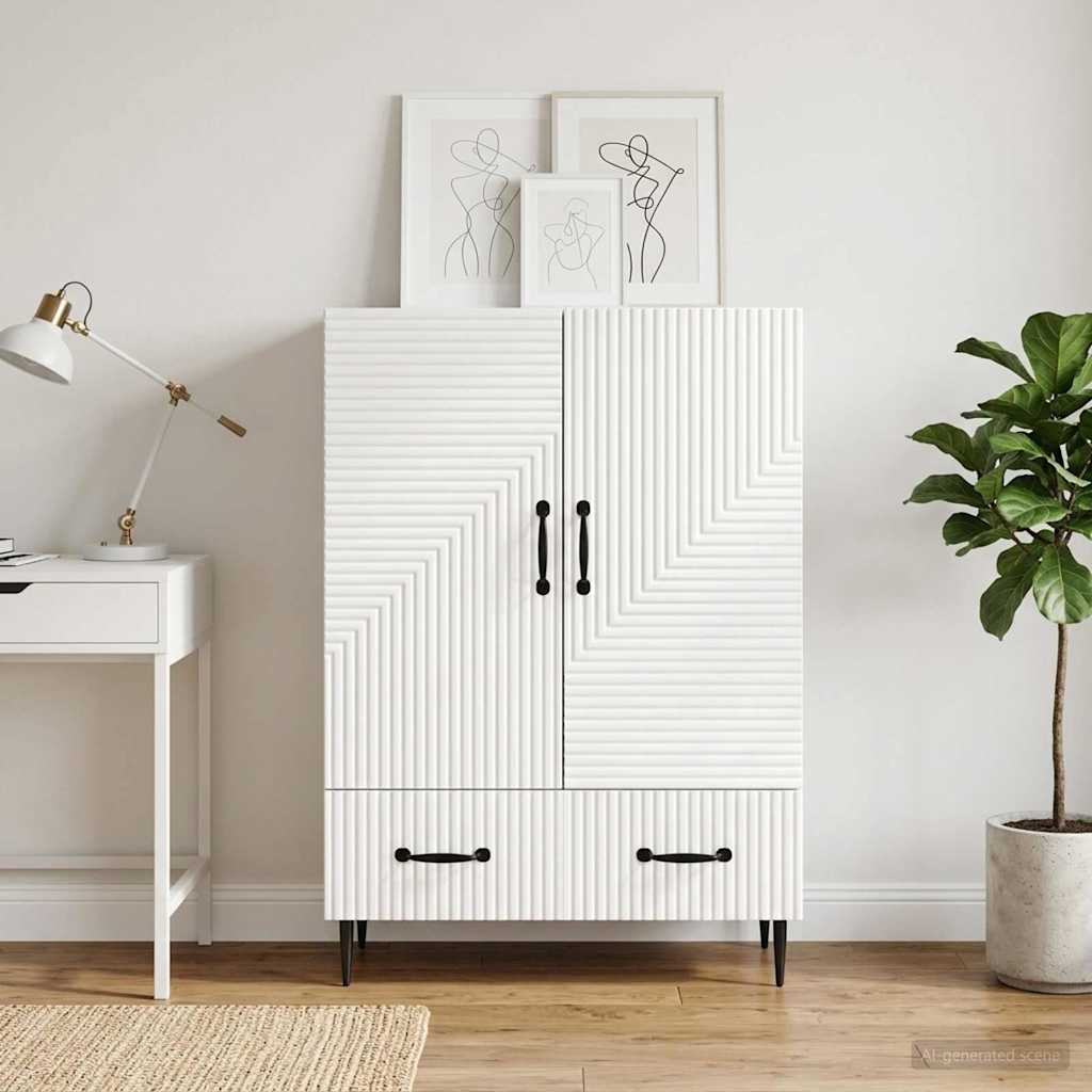 Servírovací Skříň Bílá 66 X 34,5 X 95 Cm Kompozitní Dřevo