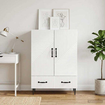 Servírovací Skříň Bílá 66 X 34,5 X 95 Cm Kompozitní Dřevo