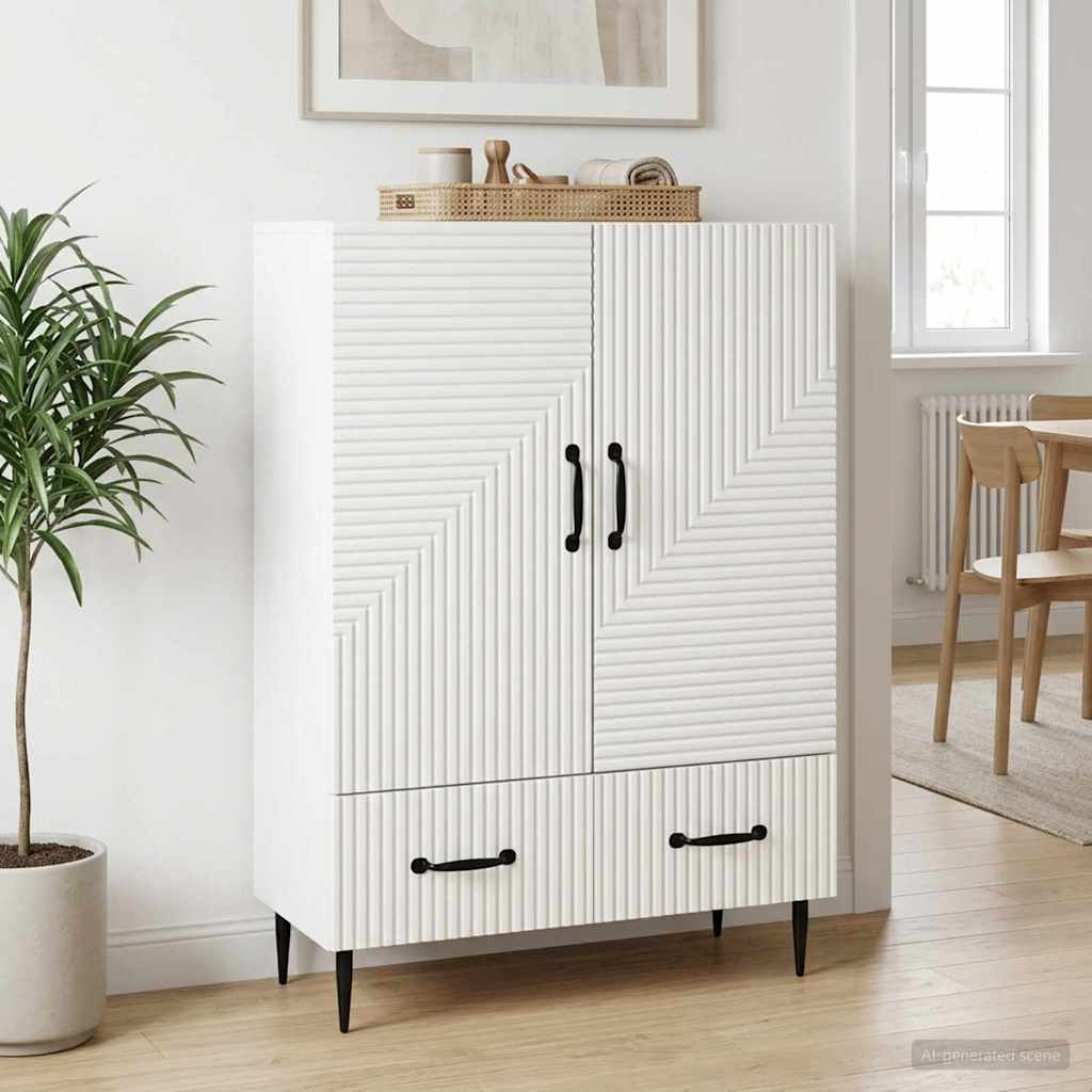 Servírovací Skříň Bílá 66 X 34,5 X 95 Cm Kompozitní Dřevo