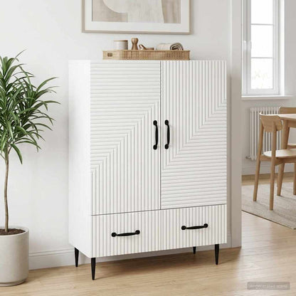 Servírovací Skříň Bílá 66 X 34,5 X 95 Cm Kompozitní Dřevo