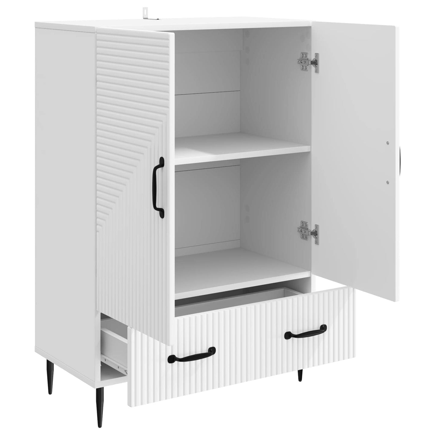 Servírovací Skříň Bílá 66 X 34,5 X 95 Cm Kompozitní Dřevo