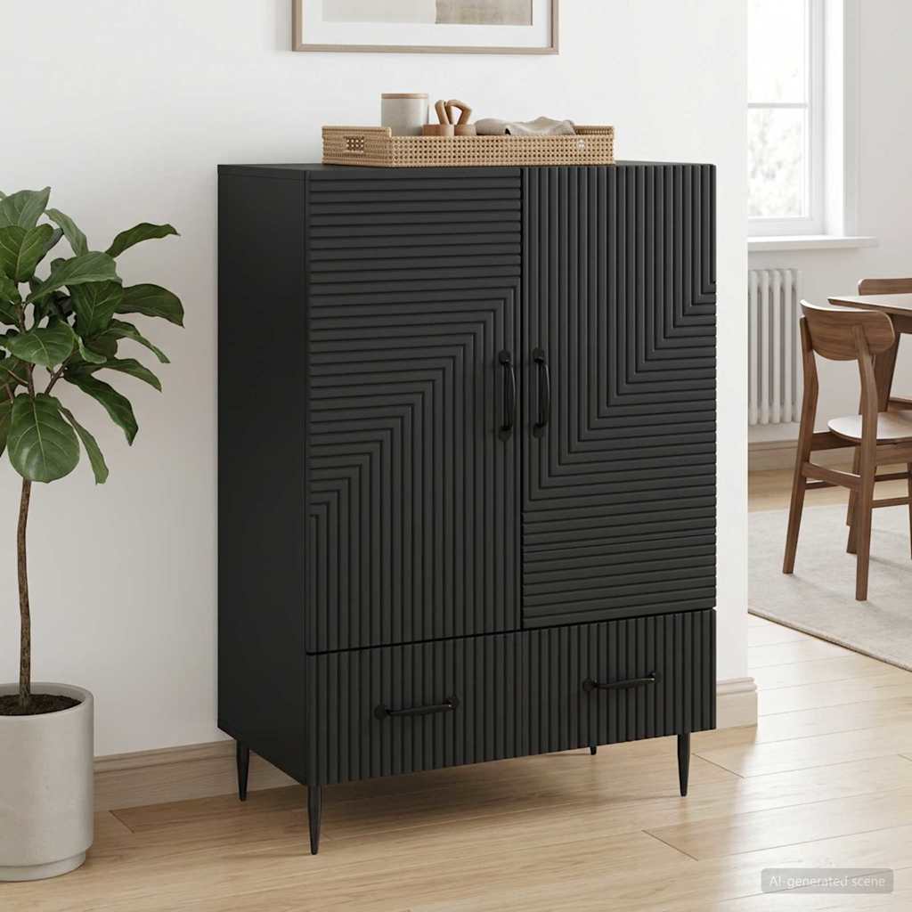 Servírovací Skříň Černá 66 X 34,5 X 95 Cm Kompozitní Dřevo