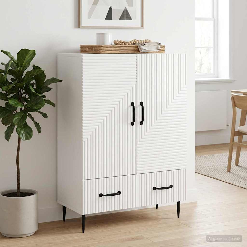 Servírovací Skříň Bílá S Vysokým Leskem 66 X 34,5 X 95 Cm
