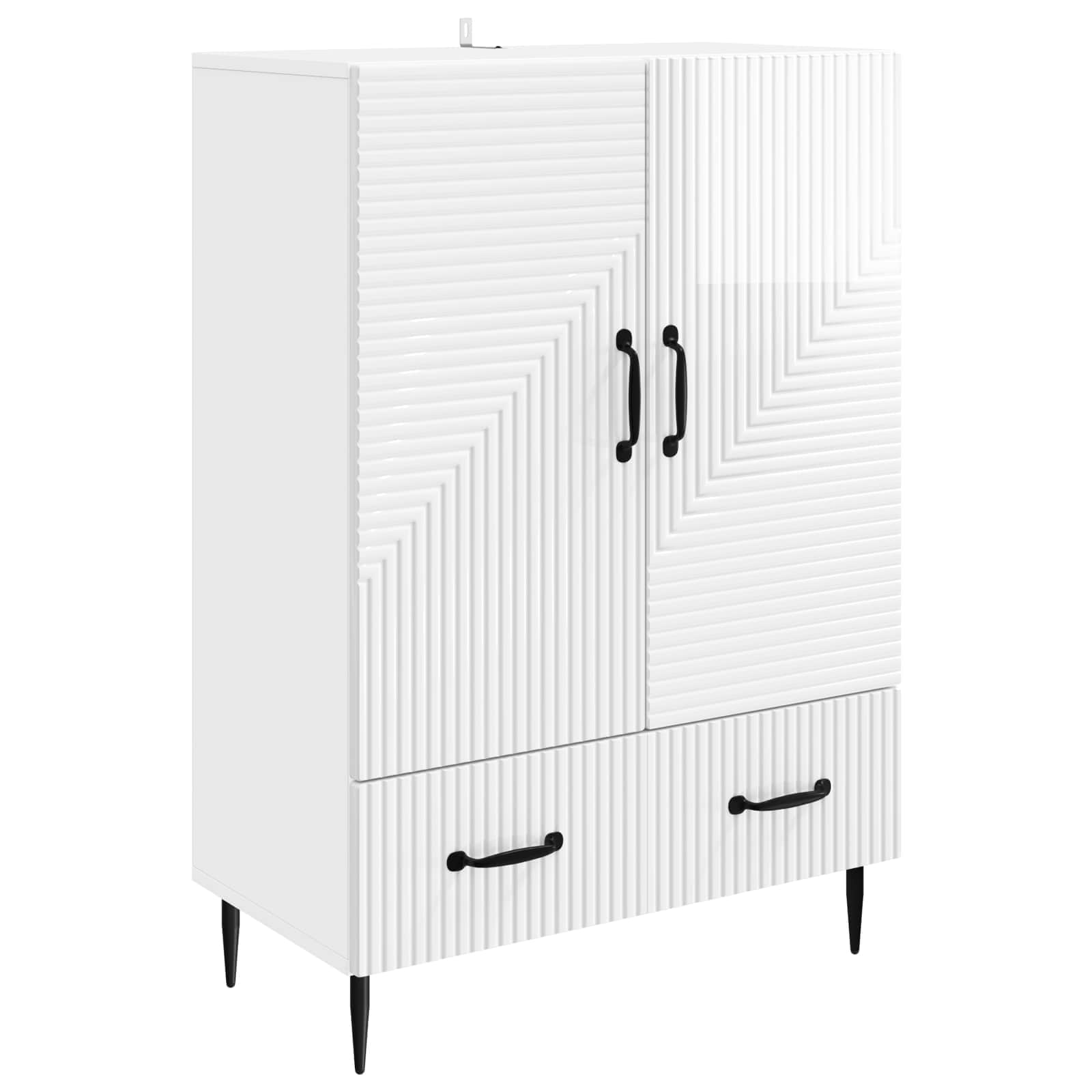 Servírovací Skříň Bílá S Vysokým Leskem 66 X 34,5 X 95 Cm