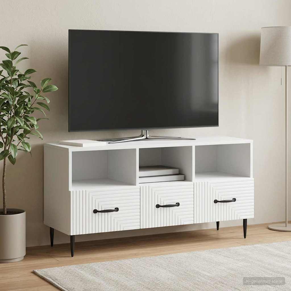 Televizní Skříň Bílá 102 X 34,5 X 50 Cm Kompozitní Dřevo