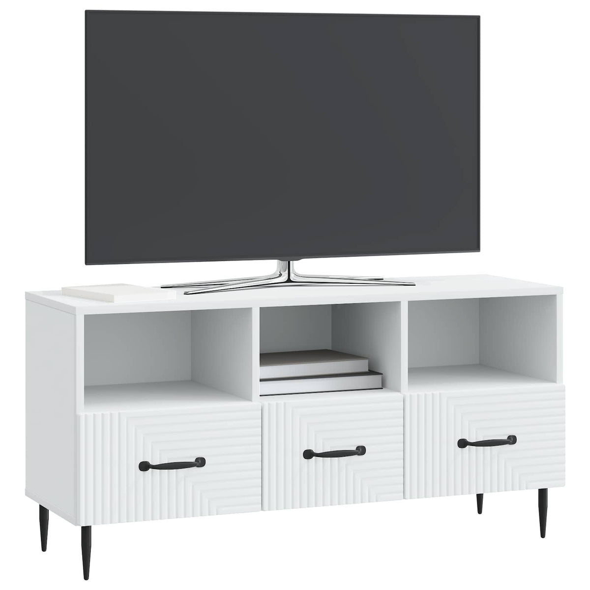 Televizní Skříň Bílá 102 X 34,5 X 50 Cm Kompozitní Dřevo