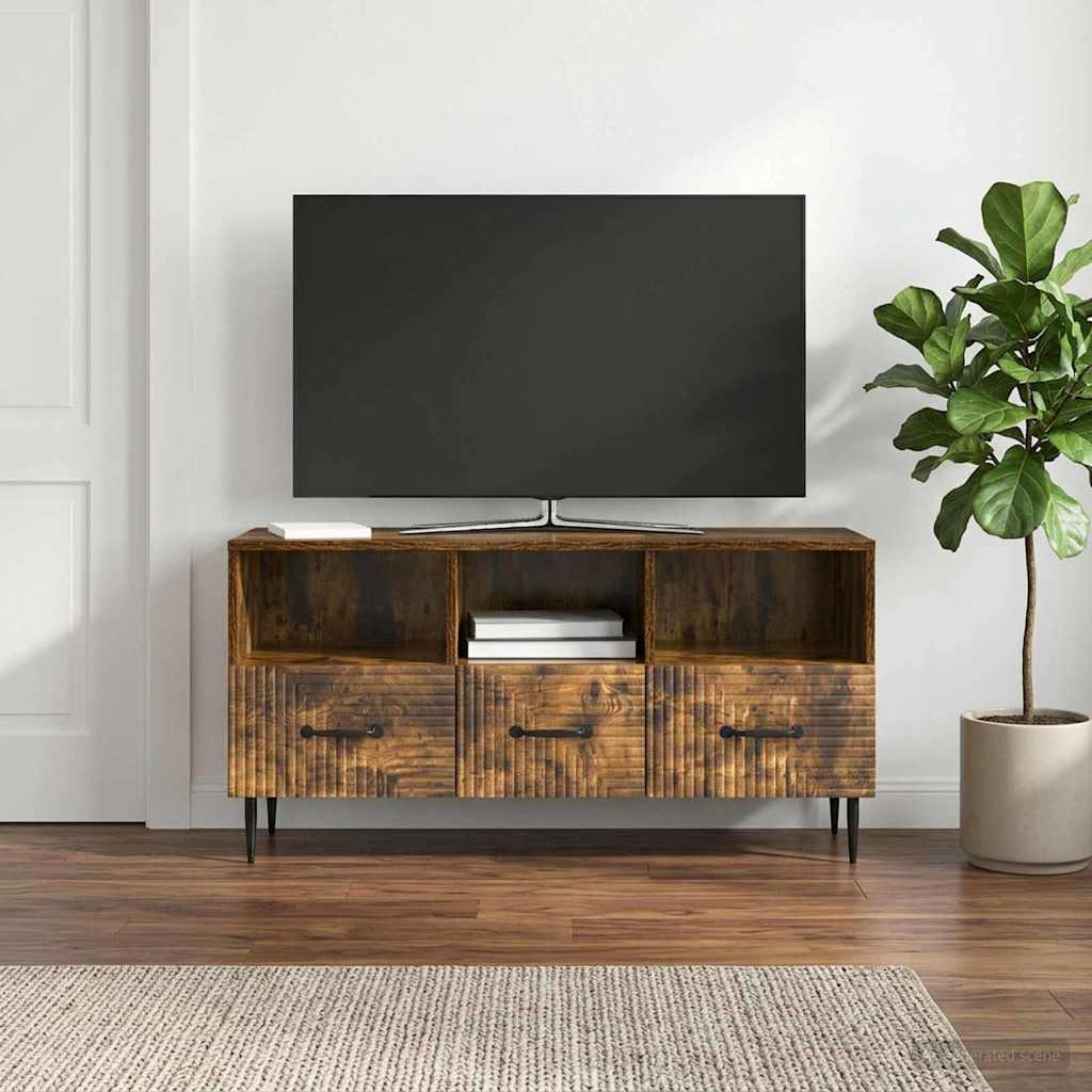 Televizní Skříň Kouřový Dub 102 X 34,5 X 50 Cm Kompozitní Dřevo