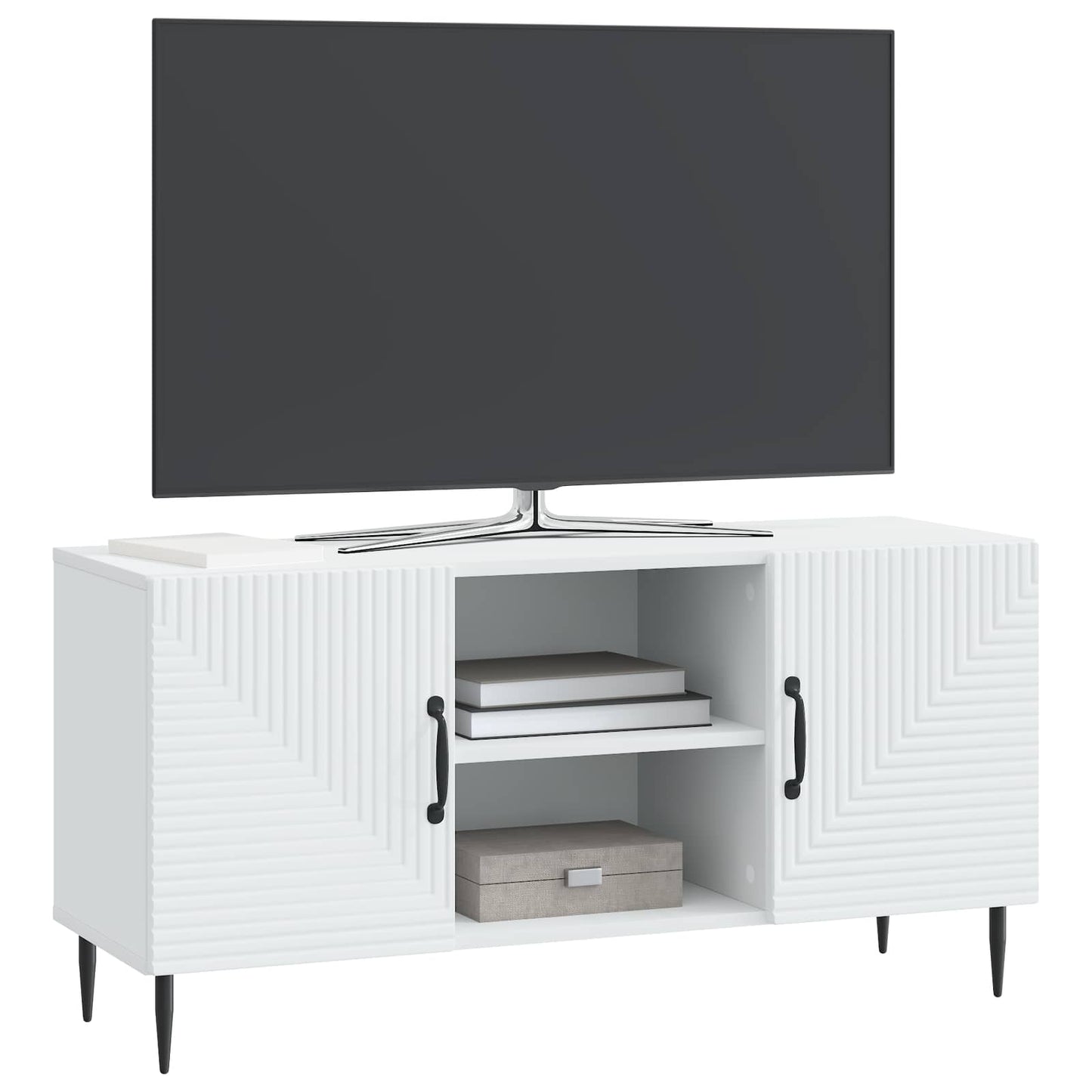 Televizní Skříň Bílá 102 X 34,5 X 50 Cm Kompozitní Dřevo