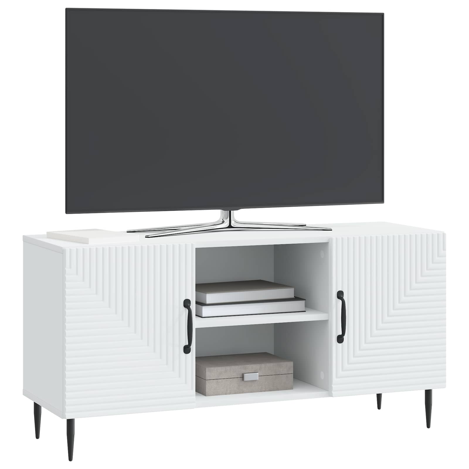 Televizní Skříň Bílá 102 X 34,5 X 50 Cm Kompozitní Dřevo