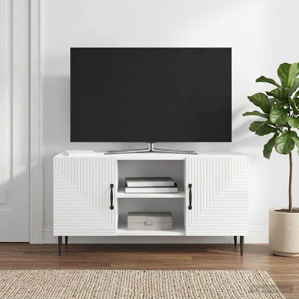Televizní Skříň Bílá S Vysokým Leskem 102 X 34,5 X 50 Cm