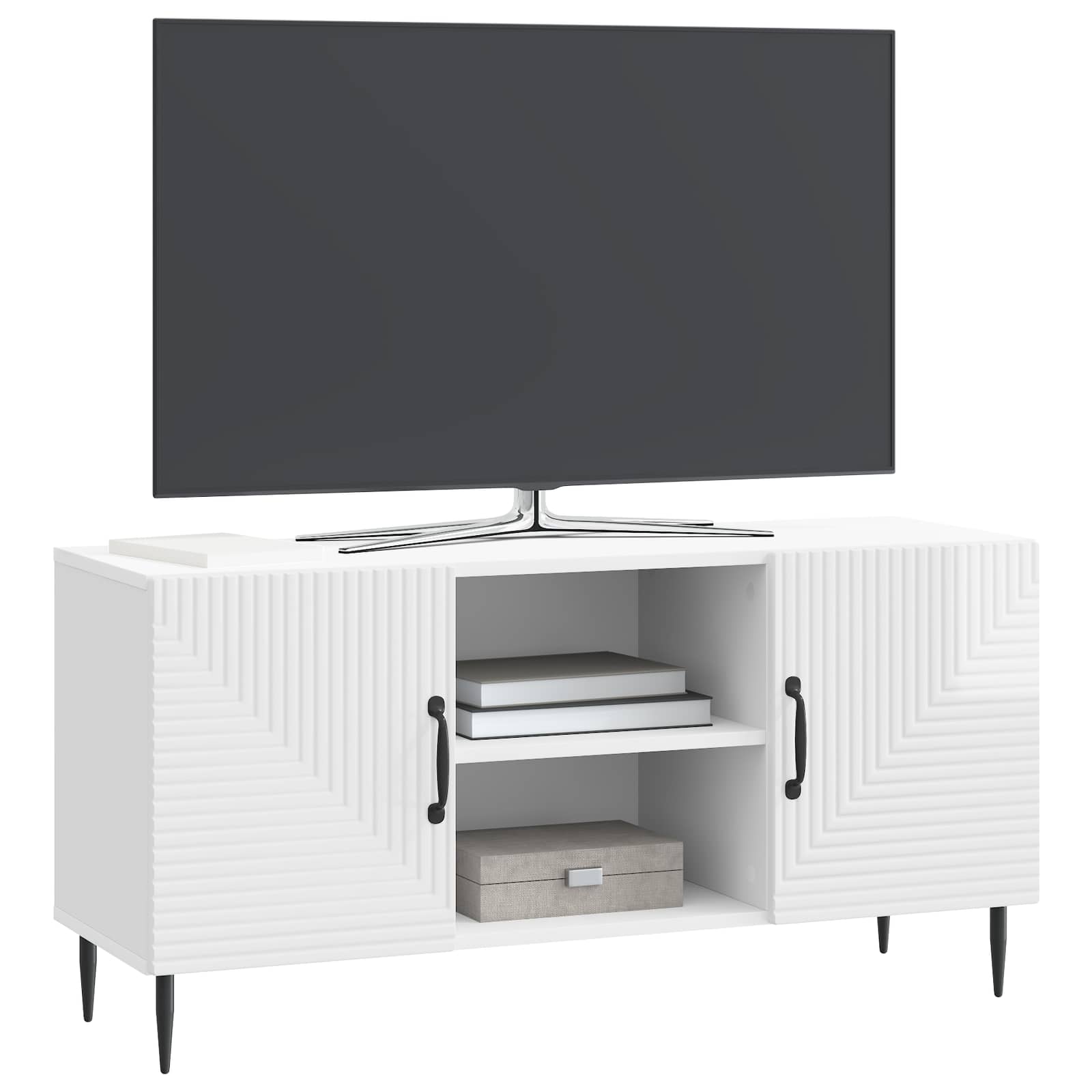 Televizní Skříň Bílá S Vysokým Leskem 102 X 34,5 X 50 Cm