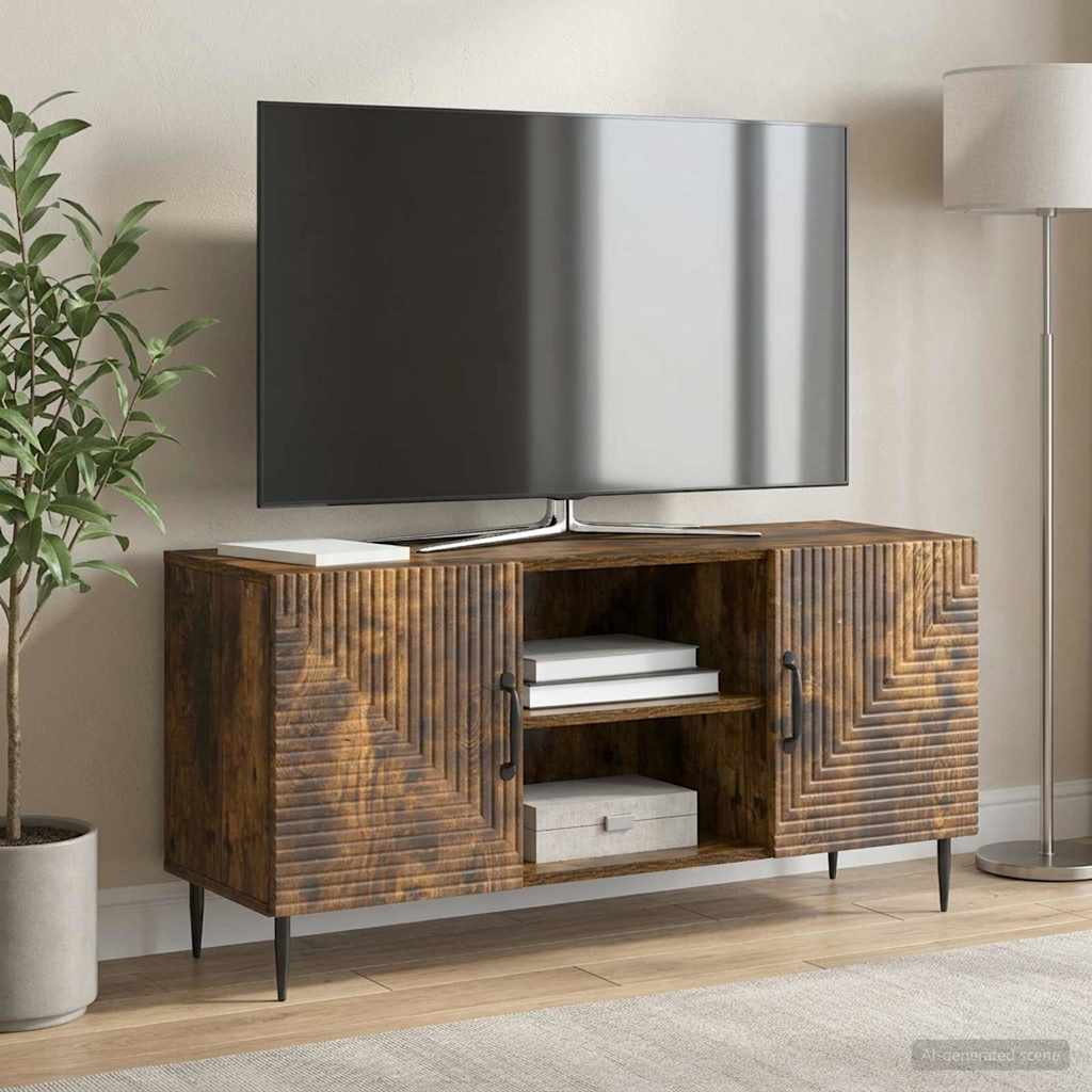 Televizní Skříň Kouřový Dub 102 X 34,5 X 50 Cm Kompozitní Dřevo