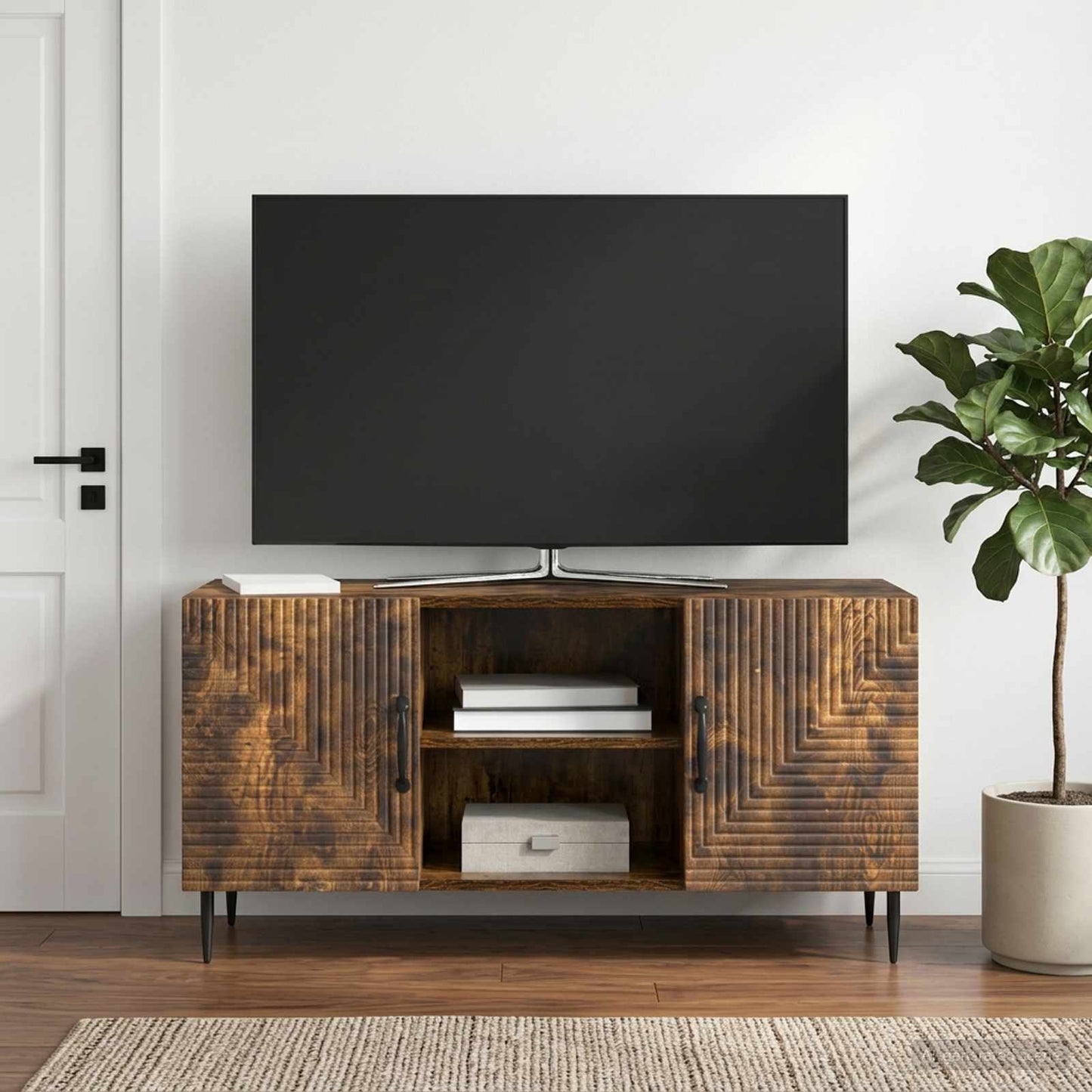 Televizní Skříň Kouřový Dub 102 X 34,5 X 50 Cm Kompozitní Dřevo