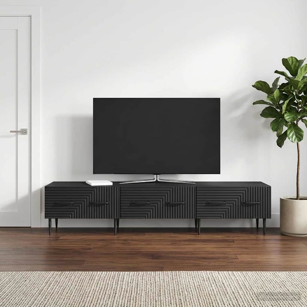 Televizní Skříň Černá 147 X 34,5 X 30 Cm Kompozitní Dřevo