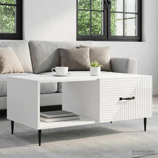 Konferenční Stolek Bílá S Vysokým Leskem 90 X 50 X 40 Cm