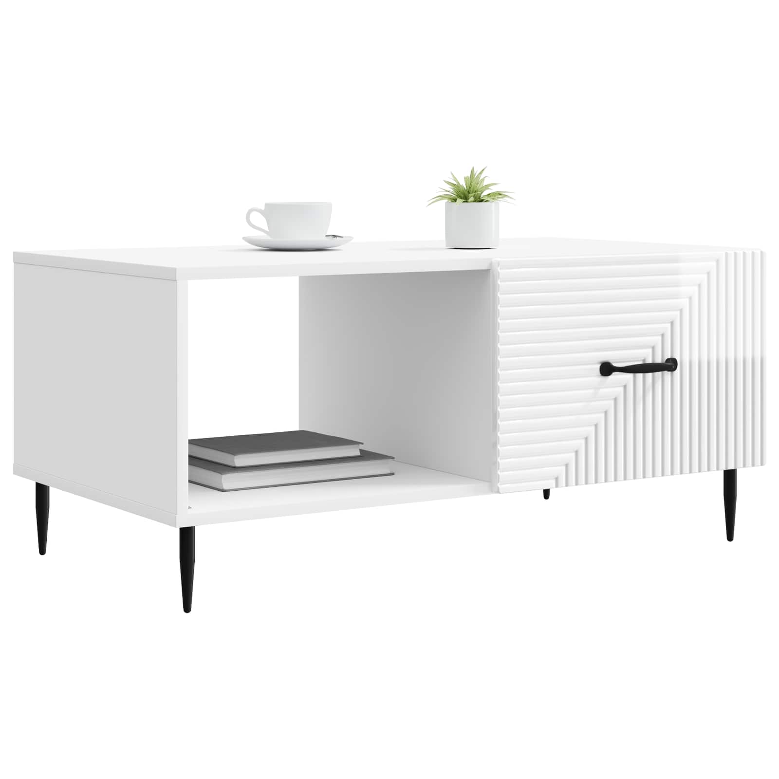 Konferenční Stolek Bílá S Vysokým Leskem 90 X 50 X 40 Cm
