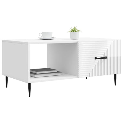 Konferenční Stolek Bílá S Vysokým Leskem 90 X 50 X 40 Cm