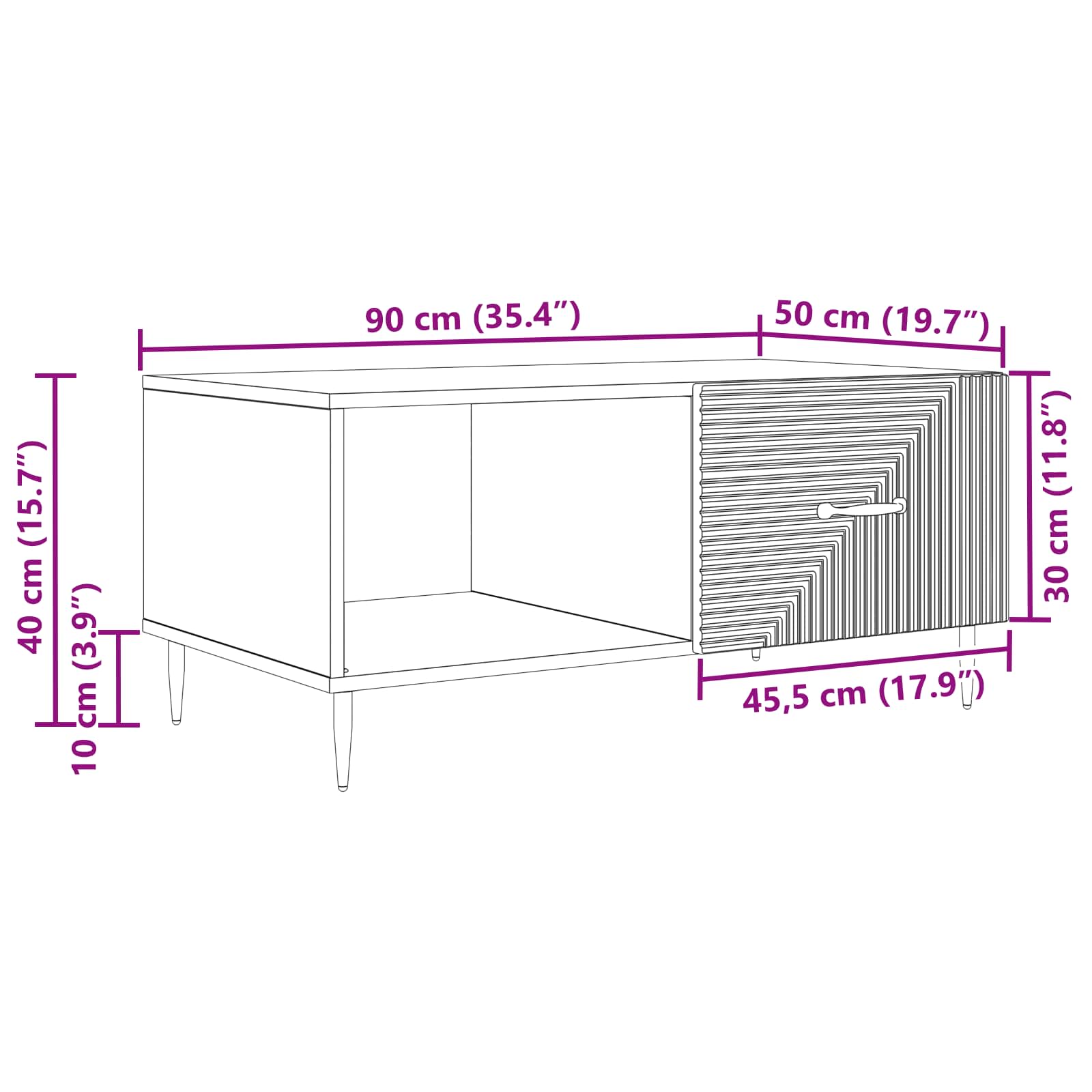 Konferenční Stolek Bílá S Vysokým Leskem 90 X 50 X 40 Cm